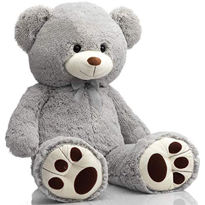 HollyHOME Teddy Bear Stuffed Animal Plush Giant Teddy Bears with Footprints Big Bear 36 inch Gray