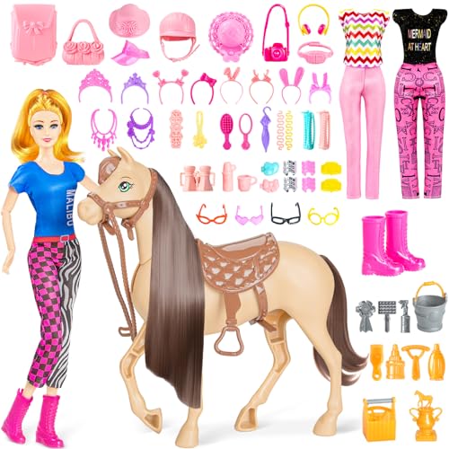 60 Piece Doll and Horse Playset