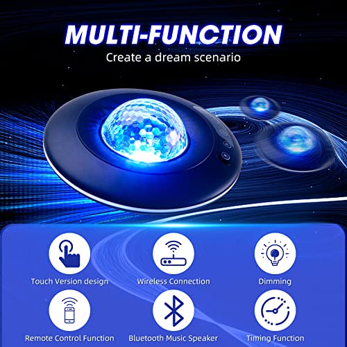 LooEooDoo Star Projector, Galaxy Starry Projection Lamp, Bluetooth Speaker Aurora Lighting with Timer and Remote Control, LED Sky Night Light for Kids Bedroom, Gaming Decor, Home Theater, Ceiling