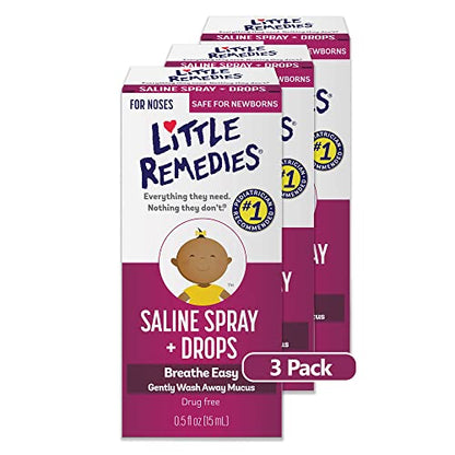 Little Remedies Baby Saline Nasal Spray Drops 3-Pack