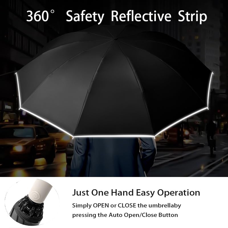 erised's bifrost Extra Large Travel Folding Inverted Reverse Umbrella Waterproof Automatic Open/Close,10 * 2 Ribs Portable Golf Parasol,Outdoor Rain/Sun/99 UV Protection/UPF 50 Blocker