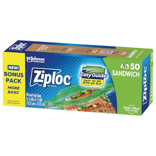50 Pack Ziploc Sandwich and Snack Storage Bags