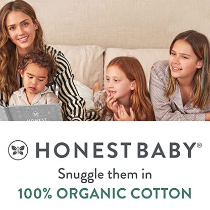 HonestBaby 2-Piece Pajamas Sleepwear PJs 100% Organic Cotton for Infant Baby and Toddler Boy, Unisex, Rugby Stripe Light Heather Gray, 18 Months