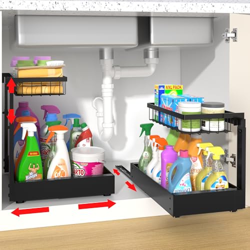 2 Pack Expandable Under Sink Organizer Shelves