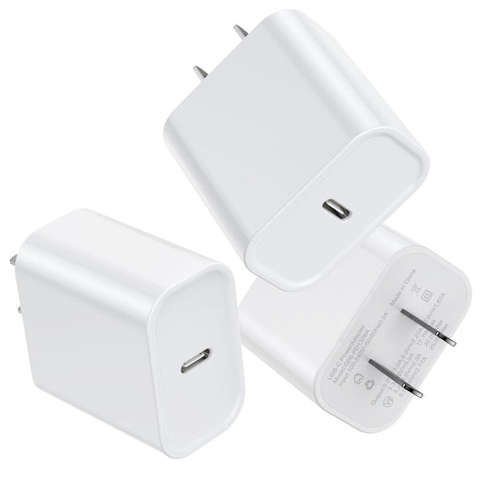 3 Pack USB C Charger Block for iPhone and Galaxy