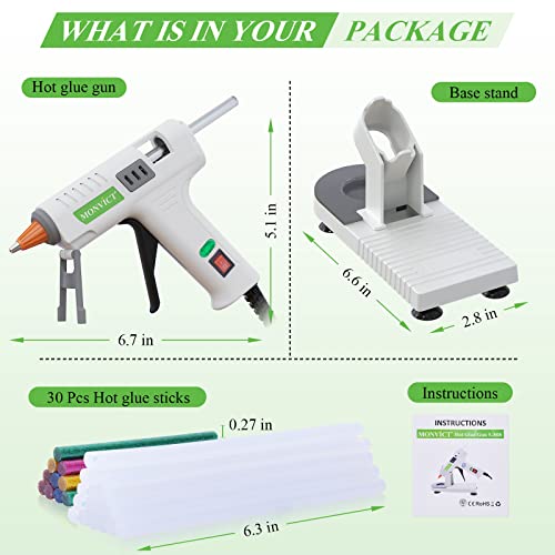 Hot Glue Gun Kit, MONVICT 40W Mini Glue Gun with Fine Tip & 30 Glue Sticks, Suction Cups Stand & Anti Stick Silicone Mat, On/Off Switch Design for DIY, Crafts, Home School Project…
