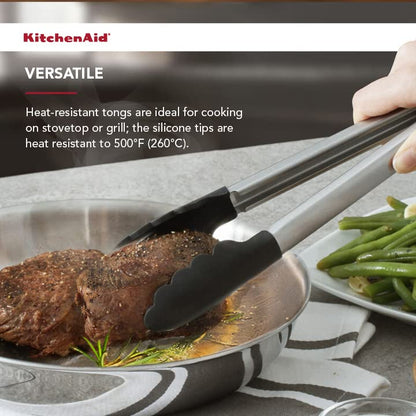 KitchenAid 12" Silicone Tipped Stainless Steel Tongs