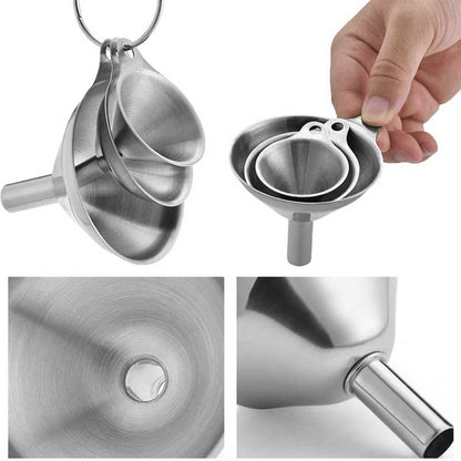 3 Pcs Stainless Steel Kitchen Funnel Set