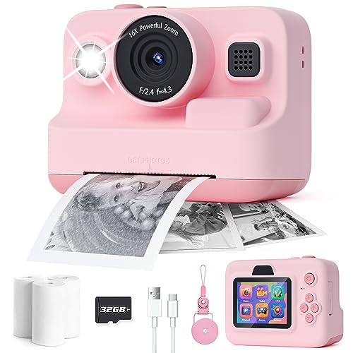 Kids Instant Print Camera 1080P Photo Printer