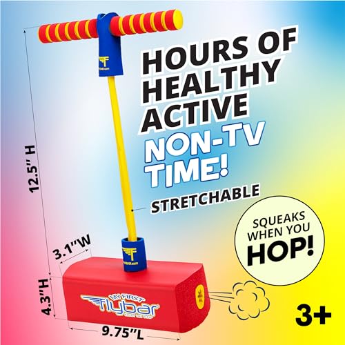 Flybar My First Foam Pogo Jumper for Kids Fun and Safe Pogo Stick for Toddlers, Durable Foam and Bungee Jumper for Ages 3 and up, Supports up to 250lbs (Red)