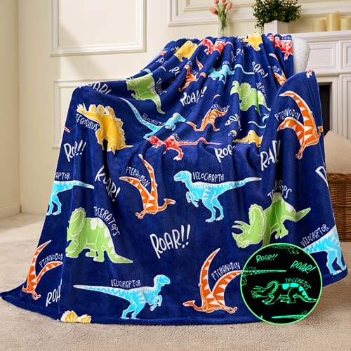 Glow in the Dark Dinosaur Kids Throw Blanket