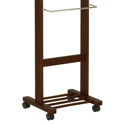 Winsome Wood Valet Stand With Mirror, Drawer, Tie Hook, Casters, Antique Walnut (94155)