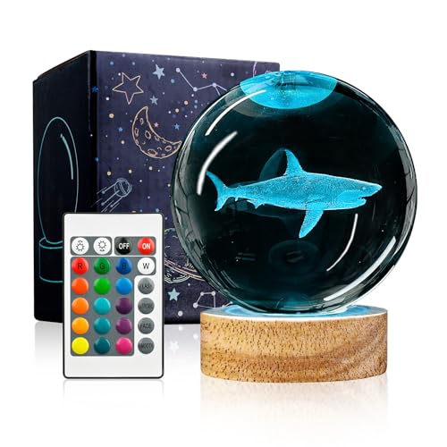 3D Crystal Shark Night Light with Remote Control
