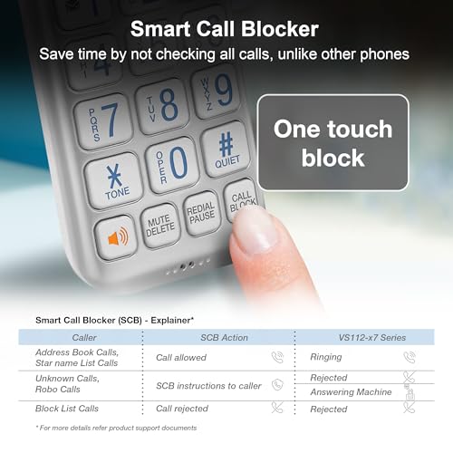 VTech VS112-27 DECT 6.0 Bluetooth 2 Handset Cordless Phone for Home with Answering Machine, Call Blocking, Caller ID, Intercom and Connect to Cell (White)