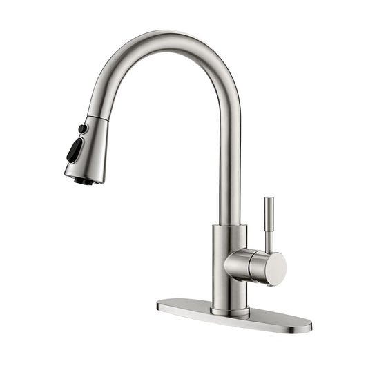 Kitchen Faucet, Splash Proof, Kitchen Sink Faucet, Faucet, Kitchen Faucet Pull Down, Faucet with Sprayer, Bar Faucet, Splash Proof, Nanometer Water Mode, Stainless Steel, Brushed PVD, PAKING PB1046