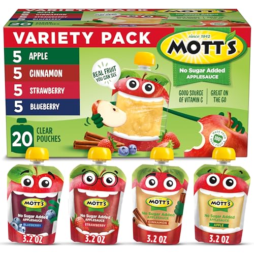 20 Pack Mott's No Sugar Added Applesauce Pouches