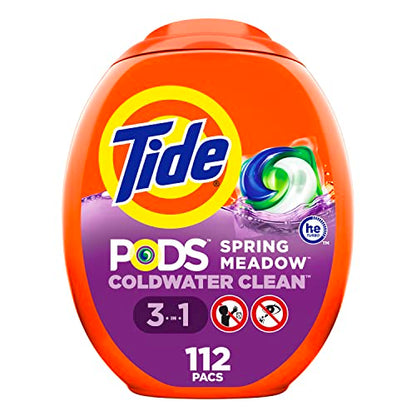 Tide PODS Laundry Detergent Soap Pods, Spring Meadow Scent, 112 count