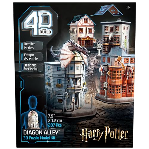 4D Build, Harry Potter Diagon Alley 3D Puzzle Model Kit, 4 Buildings, 287 Pcs, Harry Potter Gifts Desk Décor, 3D Puzzles for Adults & Teens 12+