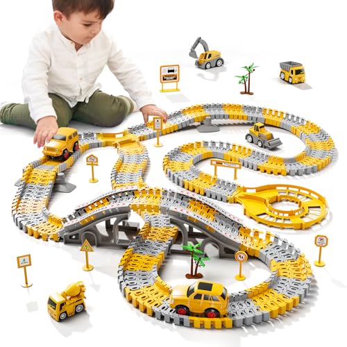 Construction Race Track Set with Electric Cars