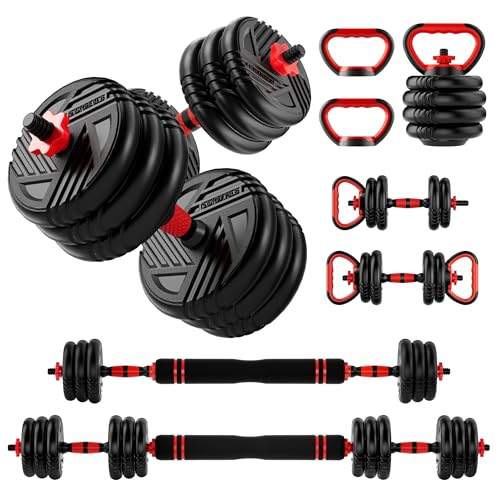 90lb Adjustable Dumbbell Barbell Kettlebell Weight Set