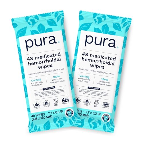 96 Count Pura Medicated Flushable Hemorrhoid Wipes XL