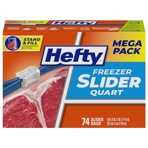 74 Count Hefty Quart Freezer Slider Storage Bags