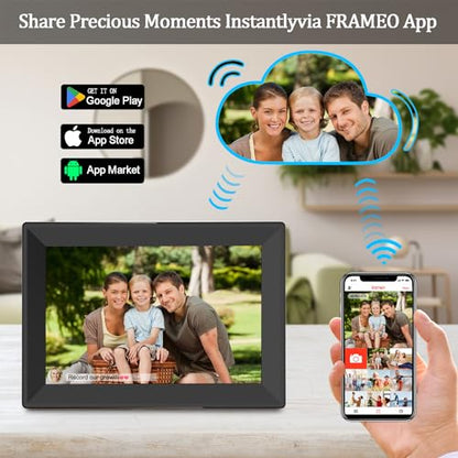 FRAMEO 10.1inch Smart Digital Photo Frame HD WiFi Digital Picture Frames with Touch Screen 16GB Storage Auto-Rotate Function,Digital Frame Through The FRAMEO App Instant Sharing of Photos or Videos