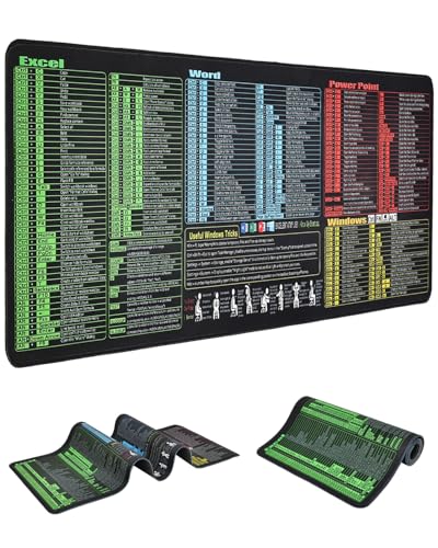 Excel Shortcut Desk Pad Mouse Mat, Waterproof Non-Slip