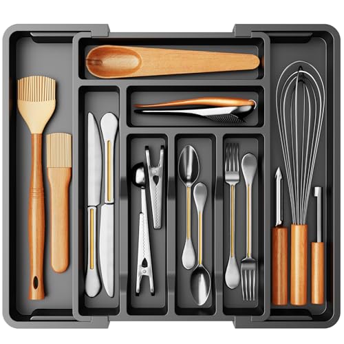 Pipishell Expandable Silverware Drawer Organizer Utensil Tray