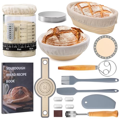 40oz Sourdough Starter Kit Bread Proofing Basket Set