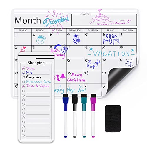 Amazon Basics Magnetic Whiteboard Calendar 12"x17" with Markers