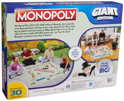 Monopoly Board Game Giant Edition Game for Kids | Family Board Game | Outdoor Games | Kids Games with Massive Board, Cards, Tokens, for Kids Ages 6+
