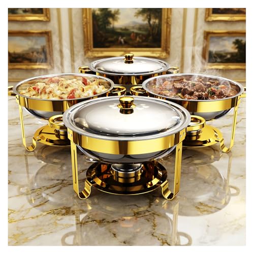 4 Pack Round Stainless Steel Buffet Chafing Dishes