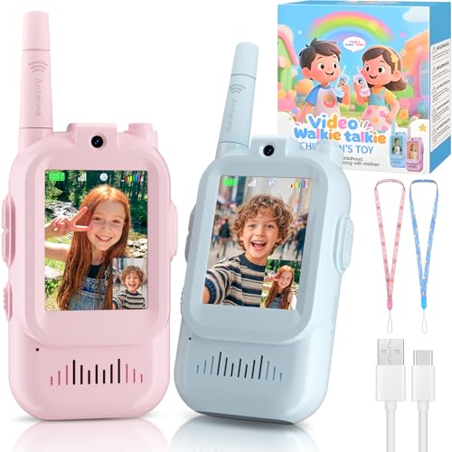 2 Pack Rechargeable Kids Walkie Talkies with Camera