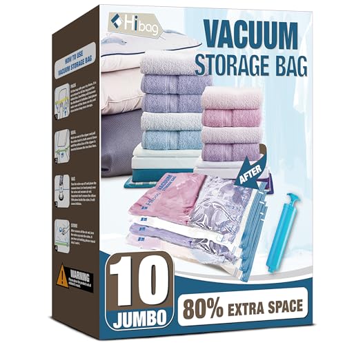 10 Pack Jumbo Vacuum Storage Bags for Clothes, Bedding