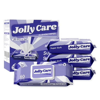 Jolly Care Flushable Wipes with Aloe Vera