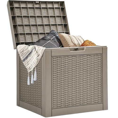 32 Gallon Resin Deck Storage Box with Lockable Lid