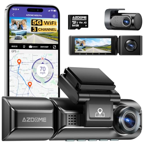 AZDOME 3 Channel 4K Dash Cam with GPS WiFi