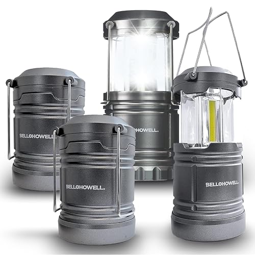 4 Pack Bell+Howell LED Camping Lanterns, Waterproof, Collapsible