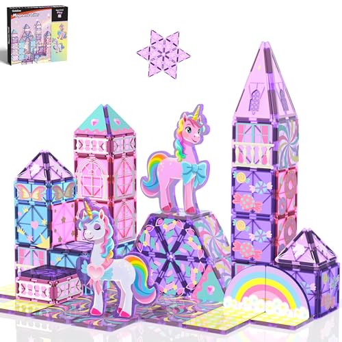 Magnetic Unicorn Building Tiles STEM Toy Set
