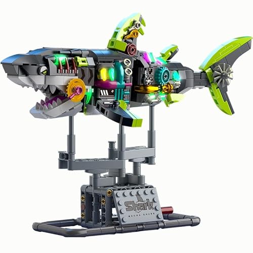 Mechanical Shark Glow-in-Dark Building Block Set