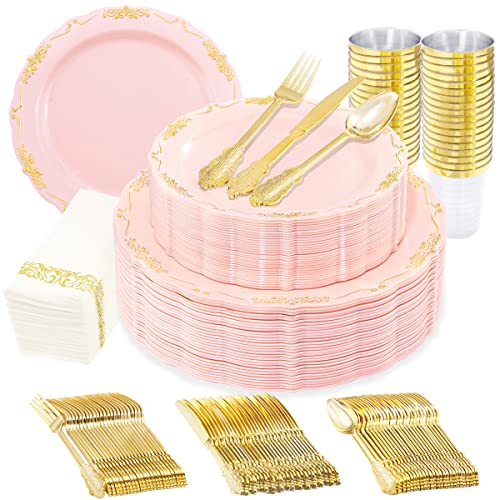 210 Piece Plastic Plates Silverware and Cups Party Set