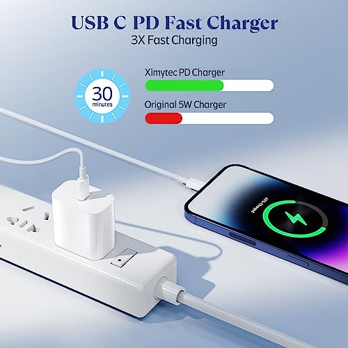 20W USB C Fast Charger [MFi-Certified] Compatible with iPhone 14/13/ 12/11/ XS/XR/X/ 8 /iPad, 2Pack PD Type C Charger Blocks with 6FT Type-C to Lightning Cables