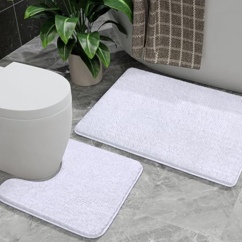 2 Piece Bathroom Rug Set, Non Slip Bath Mats