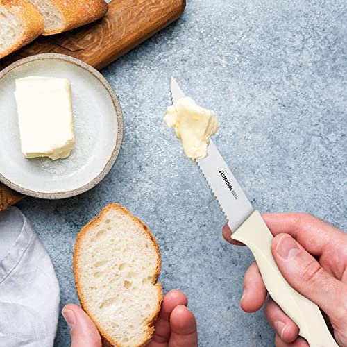 Astercook Steak Knife, Steak Knives Set of 8 with Sheath, Dishwasher Safe High Carbon Stainless Steel Steak Knife with Cover, White