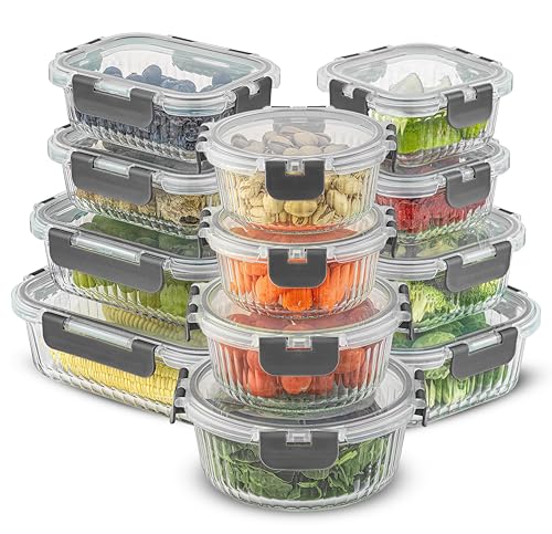 24 Piece Glass Food Storage Containers with Lids