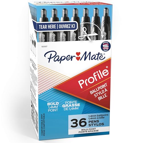 36 Pack Paper Mate Profile Retractable Ballpoint Pens Bold