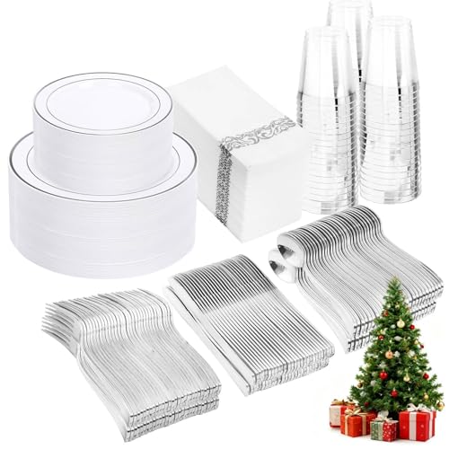 350 Piece Plastic Dinnerware Set Party Plates Cups