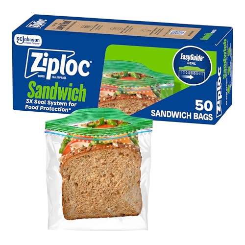 50 Pack Ziploc Sandwich & Snack Storage Bags
