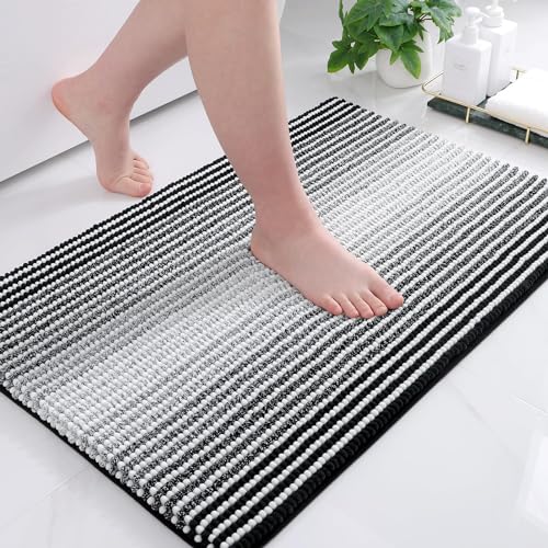 UPDATE: DEAD ❗ Colorxy Chenille Bathroom Rugs, Extra Soft and Absorbent Bath Mat, Non-Slip Machine Washable Rug, Luxury Plush Shaggy Bath Carpet, Suitable for Bathroom Floor, Tub, Shower, 24''x16'', Black